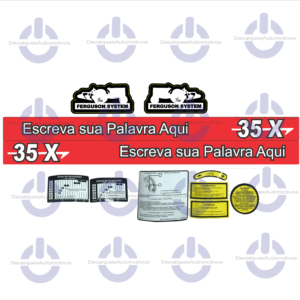 Kit Faixa Adesivo compatível com trator Massey Ferguson 35X