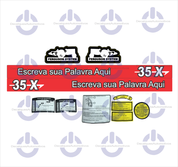 Kit Faixa Adesivo compatível com trator Massey Ferguson 35X