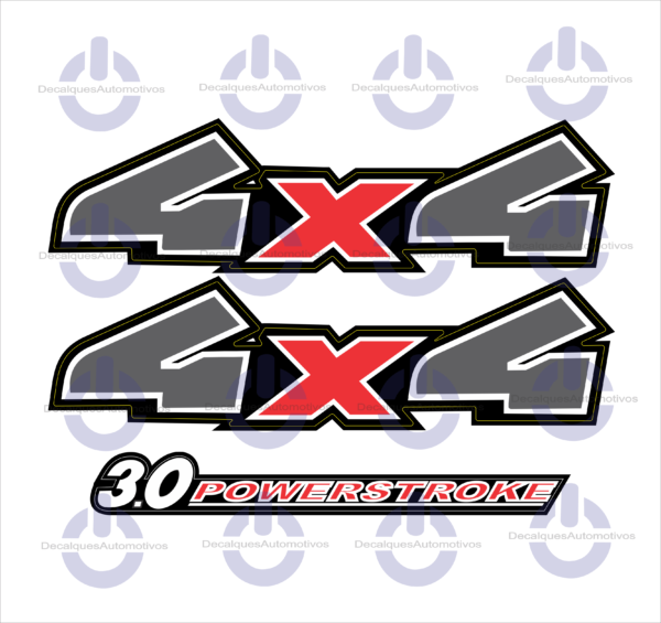 Kit Faixa adesivo 4x4 e 3.0 Powerstroke compatível com Carro Ranger 2010 2011 2012