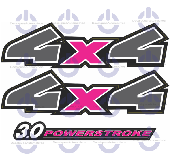 Kit Faixa adesivo 4x4 e 3.0 Powerstroke compatível com Carro Ranger 2010 2011 2012 - Imagem 4
