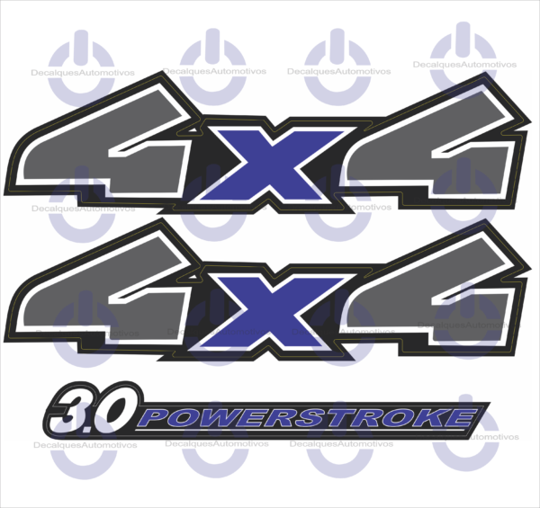 Kit Faixa adesivo 4x4 e 3.0 Powerstroke compatível com Carro Ranger 2010 2011 2012 - Imagem 2