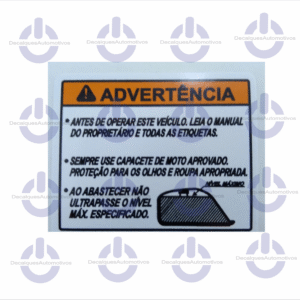 Adesivo Selo Tanque Advertência - Leia o manual Compatível com moto Yamaha