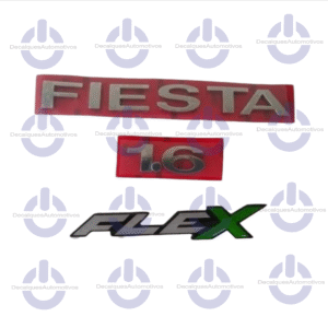 Kit Emblema Letreiro Fiesta 1.6 cromado Flex Resinado compatível com ano 2002 A 2012