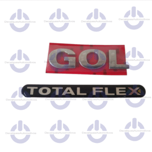 Kit Emblema Letreiro Gol cromado Adesivo TotalFlex Resinado Compatível com GOL GIII