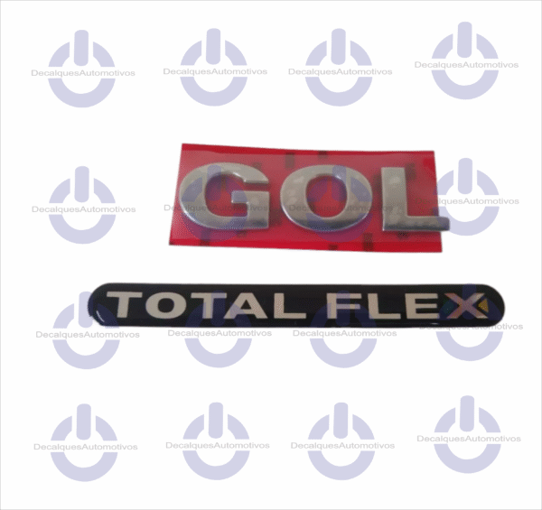 Kit Emblema Letreiro Gol cromado Adesivo TotalFlex Resinado Compatível com GOL GIII