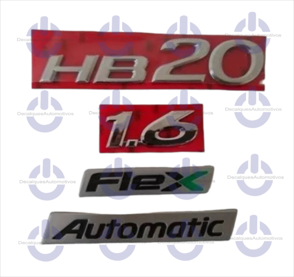 Kit Emblema Hb20 1.6 Flex Automatic Compatível com ano  2012 A 2016 2017 2018 2019