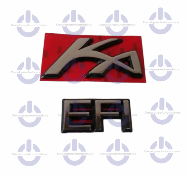 Kit Emblema letreiro Ka EFI Cromado Compatível com Ford KA1997 1998 1999 A 2004