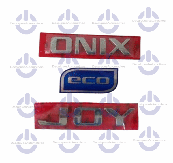 Kit Emblema Letreiro Onix Joy Eco cromado Compatível com ano 2020 2021 2022 2023