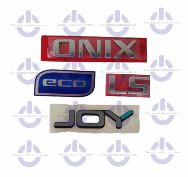 Kit Emblema Letreiro Onix Ls Adesivo Joy E Eco Compatível com Onix 2012 a 2019