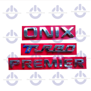 Kit Emblema Onix Turbo Premier cromado Compatível com ano 2020 2021 2022 2023