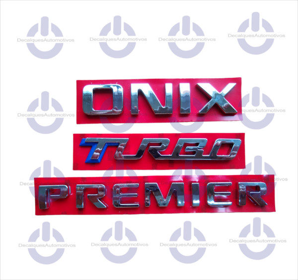 Kit Emblema Onix Turbo Premier cromado Compatível com ano 2020 2021 2022 2023