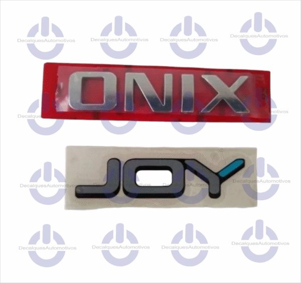 Kit Emblema Letreiro Onix cromado Adesivo Joy Compatível com ano 2013 a 2019
