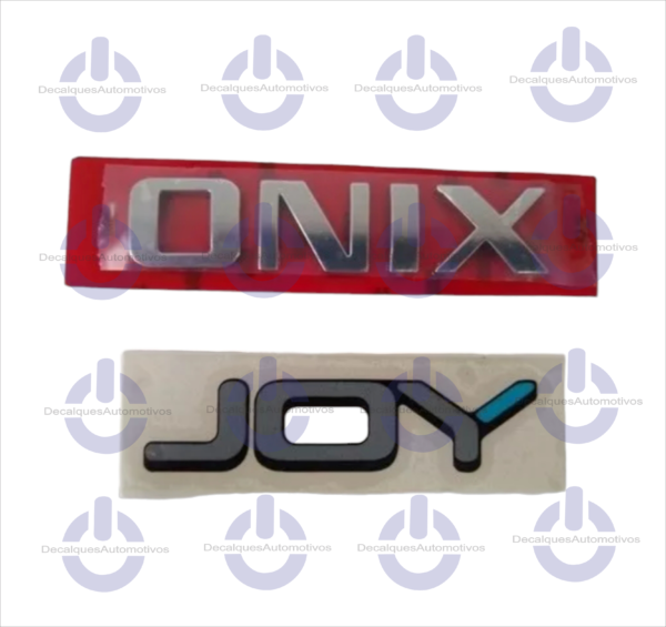 Kit Emblema Letreiro Onix Adesivo Joy Compatível com ano 2012 2013 2014 2015 a 2019