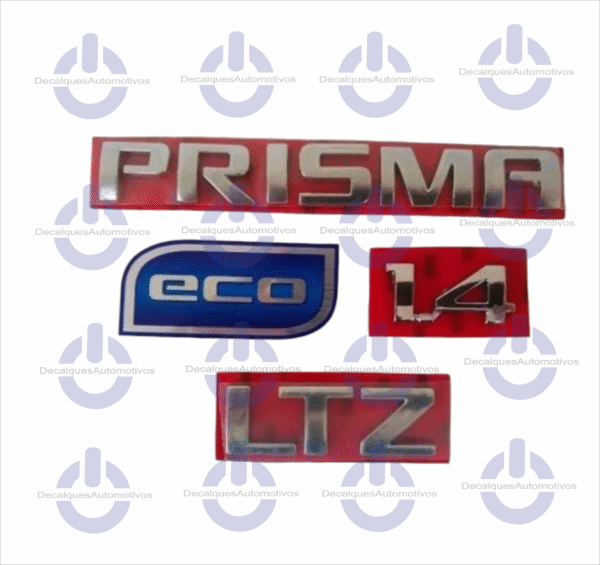 Kit Emblema Letreiro Prisma 1.4 Ltz Cromado Adesivo Eco compatível com ano 2013 a 2019