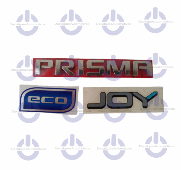Kit Emblema Letreiro Prisma cromado Adesivo Eco E Joy compatível com ano 2013 A 2019