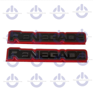 Par Emblema Letreiro Renegade para Porta compatível - Preto com Fundo Vermelho