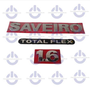 Kit Emblema Letreiro Saveiro 1.6 Cromado Adesivo Totalflex Compatível com GIII