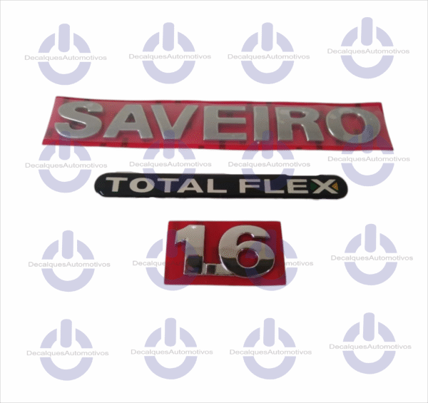 Kit Emblema Letreiro Saveiro 1.6 Cromado Adesivo Totalflex Compatível com GIII