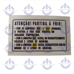 Adesivo Selo Tanque Atenção Partida A Frio compatível com CG Titan Fan Mix