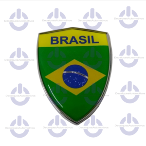 Emblema Escudo Brasil Cromado Automotivo Dimensão 6,9x4,9cm