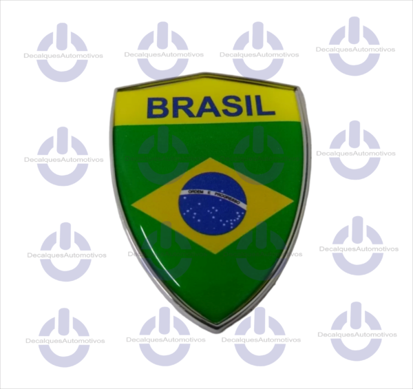 Emblema Escudo Brasil Cromado Automotivo Dimensão 6,9x4,9cm