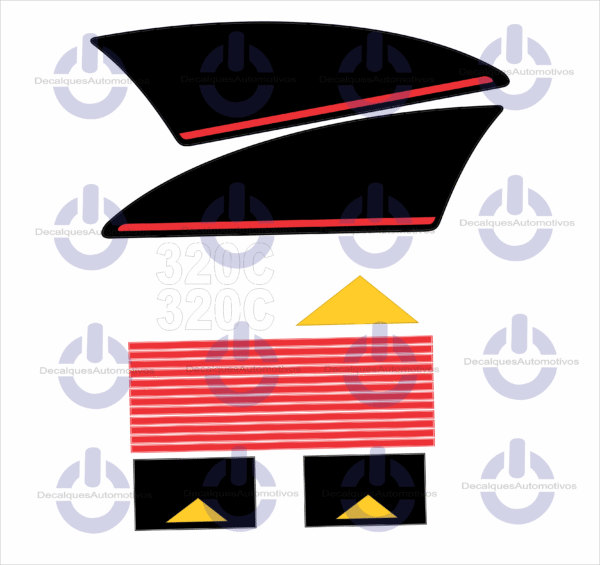 Kit Faixa Adesivo Compatível com Escavadeira Caterpillar 315BL 320BL 320C FM 320C 320CL 345DL