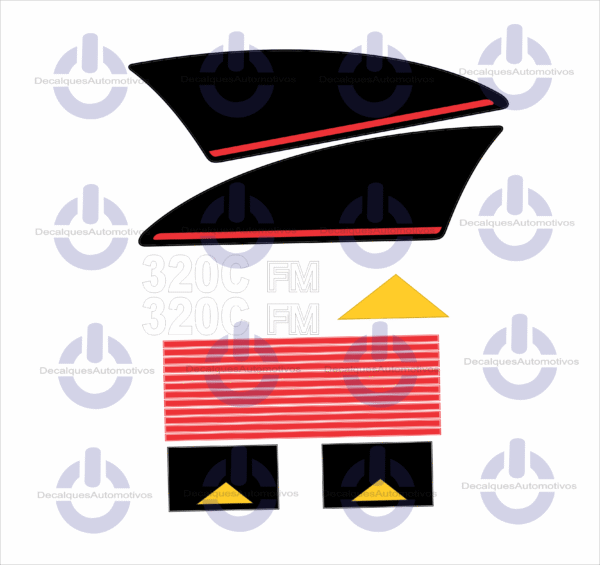 Kit Faixa Adesivo Compatível com Escavadeira Caterpillar 315BL 320BL 320C FM 320C 320CL 345DL - Imagem 5