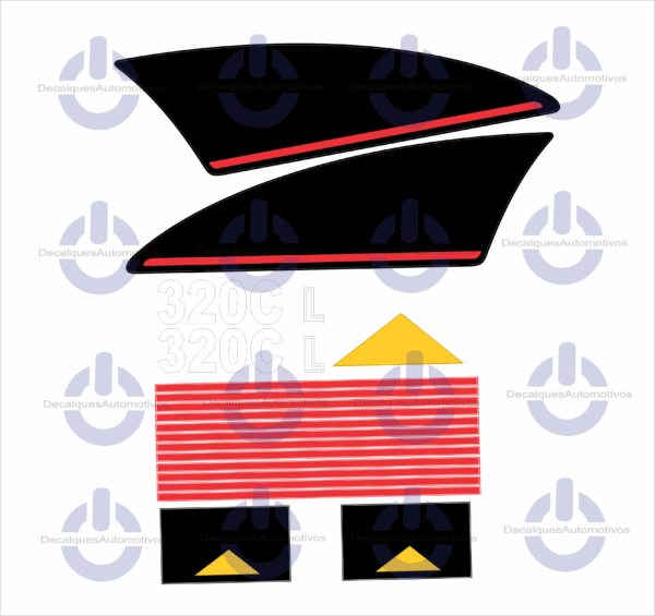 Kit Faixa Adesivo Compatível com Escavadeira Caterpillar 315BL 320BL 320C FM 320C 320CL 345DL - Imagem 3