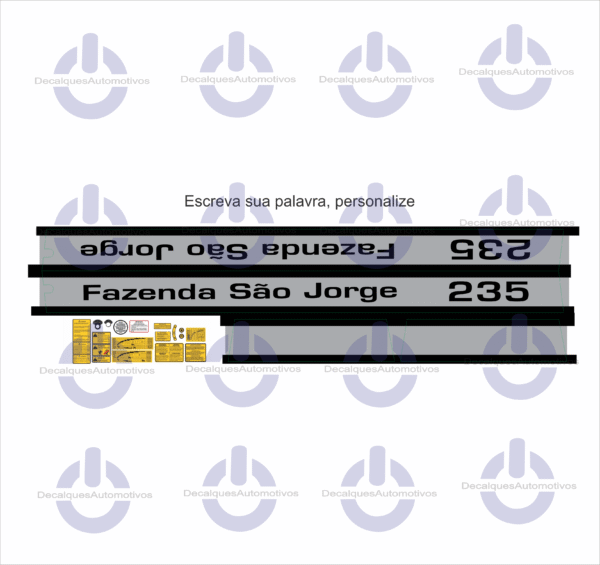 Kit Faixa Adesivo Compatível Trator Massey Ferguson 235 265 275 290 292 296 297 299 ano referência 1980 a 1990 - Imagem 16