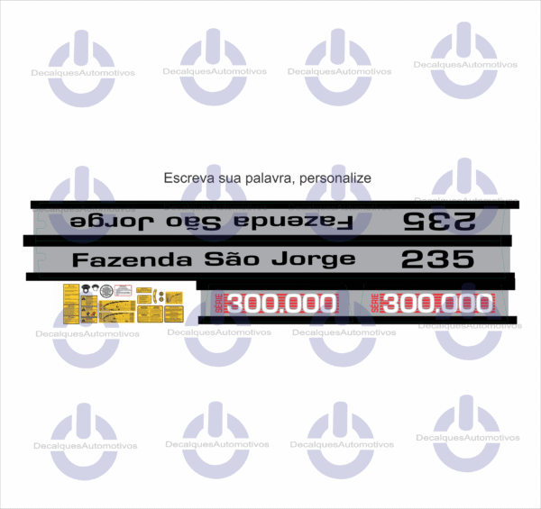 Kit Faixa Adesivo Compatível Trator Massey Ferguson 235 265 275 290 292 296 297 299 ano referência 1980 a 1990 - Imagem 17