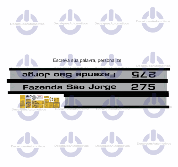 Kit Faixa Adesivo Compatível Trator Massey Ferguson 235 265 275 290 292 296 297 299 ano referência 1980 a 1990 - Imagem 12