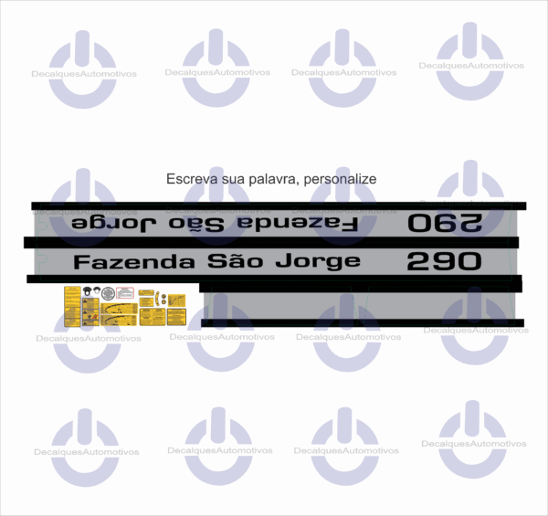 Kit Faixa Adesivo Compatível Trator Massey Ferguson 235 265 275 290 292 296 297 299 ano referência 1980 a 1990 - Imagem 10