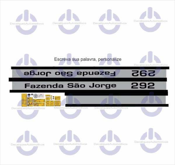 Kit Faixa Adesivo Compatível Trator Massey Ferguson 235 265 275 290 292 296 297 299 ano referência 1980 a 1990 - Imagem 8