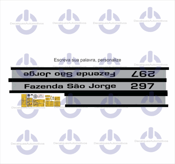 Kit Faixa Adesivo Compatível Trator Massey Ferguson 235 265 275 290 292 296 297 299 ano referência 1980 a 1990 - Imagem 4