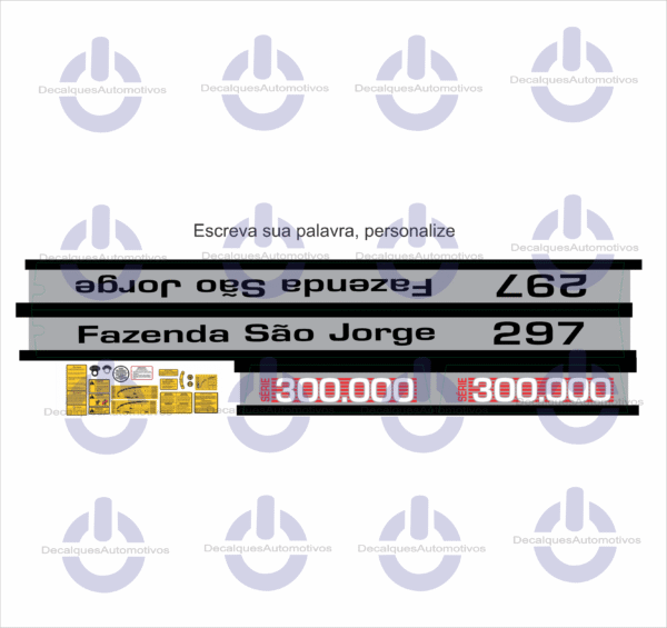 Kit Faixa Adesivo Compatível Trator Massey Ferguson 235 265 275 290 292 296 297 299 ano referência 1980 a 1990 - Imagem 5