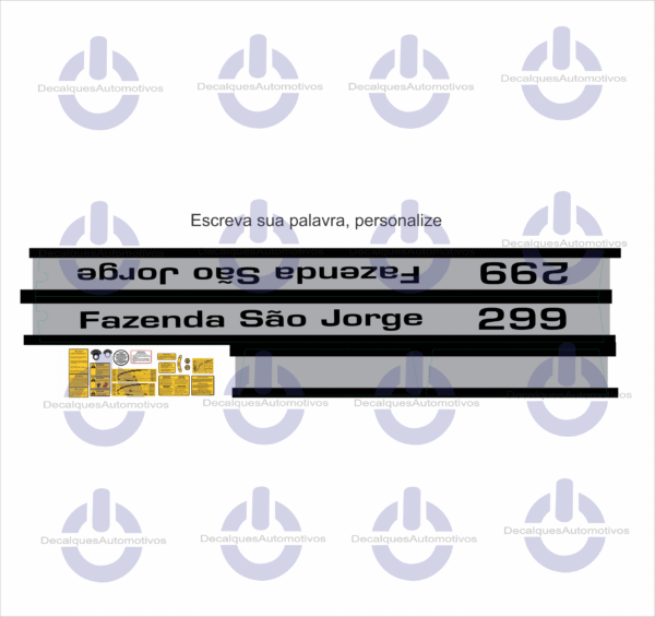 Kit Faixa Adesivo Compatível Trator Massey Ferguson 235 265 275 290 292 296 297 299 ano referência 1980 a 1990 - Imagem 2